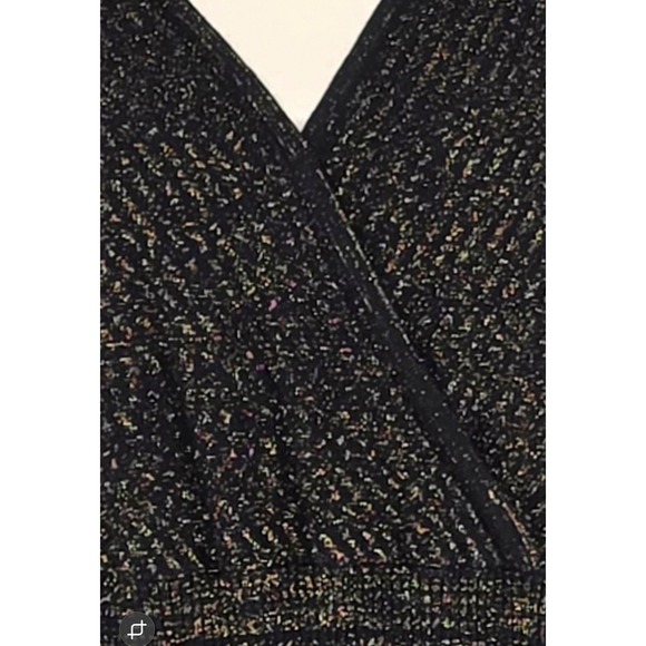 Lane Bryant Black Gold Metallic Faux Wrap Sweater Dress Soft Cotton Womens Sz 22 - Picture 4 of 10